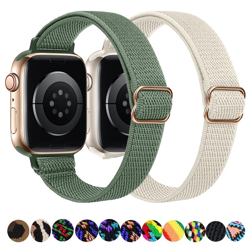 Тонкий ремешок для резинки для волос для Apple, ремешок для часов 40 мм, 44 мм, 38 мм, 42 мм, эластичный нейлоновый браслет-петля соло для iWatch 3, 4, 5, 6 se 7, 45 мм, 41 мм