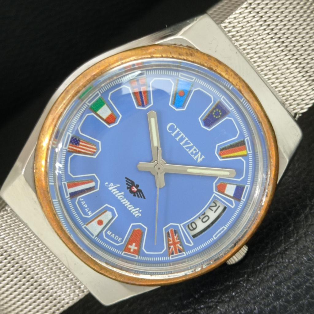 ВИНТАЖНЫЕ АВТОМАТИЧЕСКИЕ ЧАСЫ CITIZEN 8200 ЯПОНИЯ МУЖСКИЕ СИНЕГО ЦВЕТА циферблата a709310-1