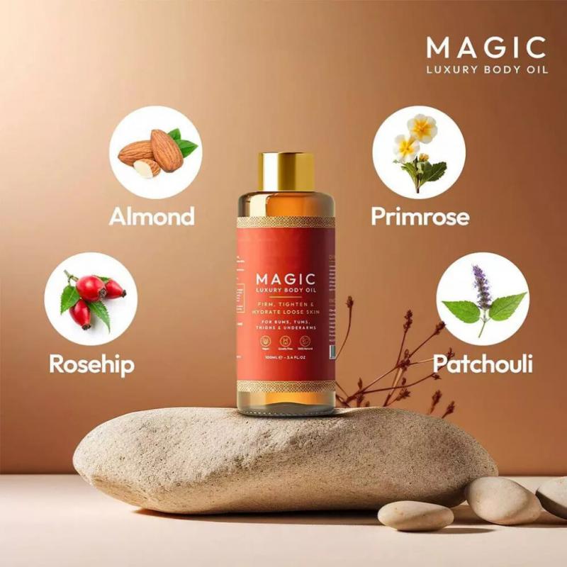 3pcs  100ml Magic Body Oil - Firms, Tightens & Hydrates Sagging Skin (Full-Body Use; Arms, Chest, Thighs & Tummy)
