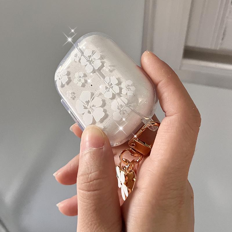 Модный Мягкий Силиконовый Чехол для AirPods 3 pro2rd Милый Прозрачный Белый Цветок Подвеска Чехол для Наушников для Apple AirPod Pro 2 Наушники