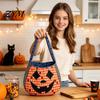 Children Holiday Totes Halloween Trick?or?Treat Tote Bag, Pumpkin Ghost Face Candy Handbag, Spooky Theme Gift Bags Reusable Goodie Bag for