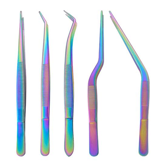 5 шт. Кухонные щипцы из нержавеющей стали для еды, профессиональный набор пинцетов для шеф-повара для точного захвата, для приготовления пищи, выпечки, сервировки, украшения тортов