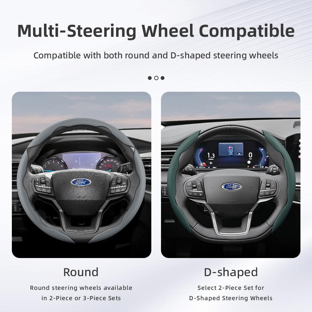 TQ012Suitable for Ford Breathable Hole Leather Steering Wheel Cover Segmented Quick Release Design Non-Slip Durable Focus Mk2 Mk3 Fies