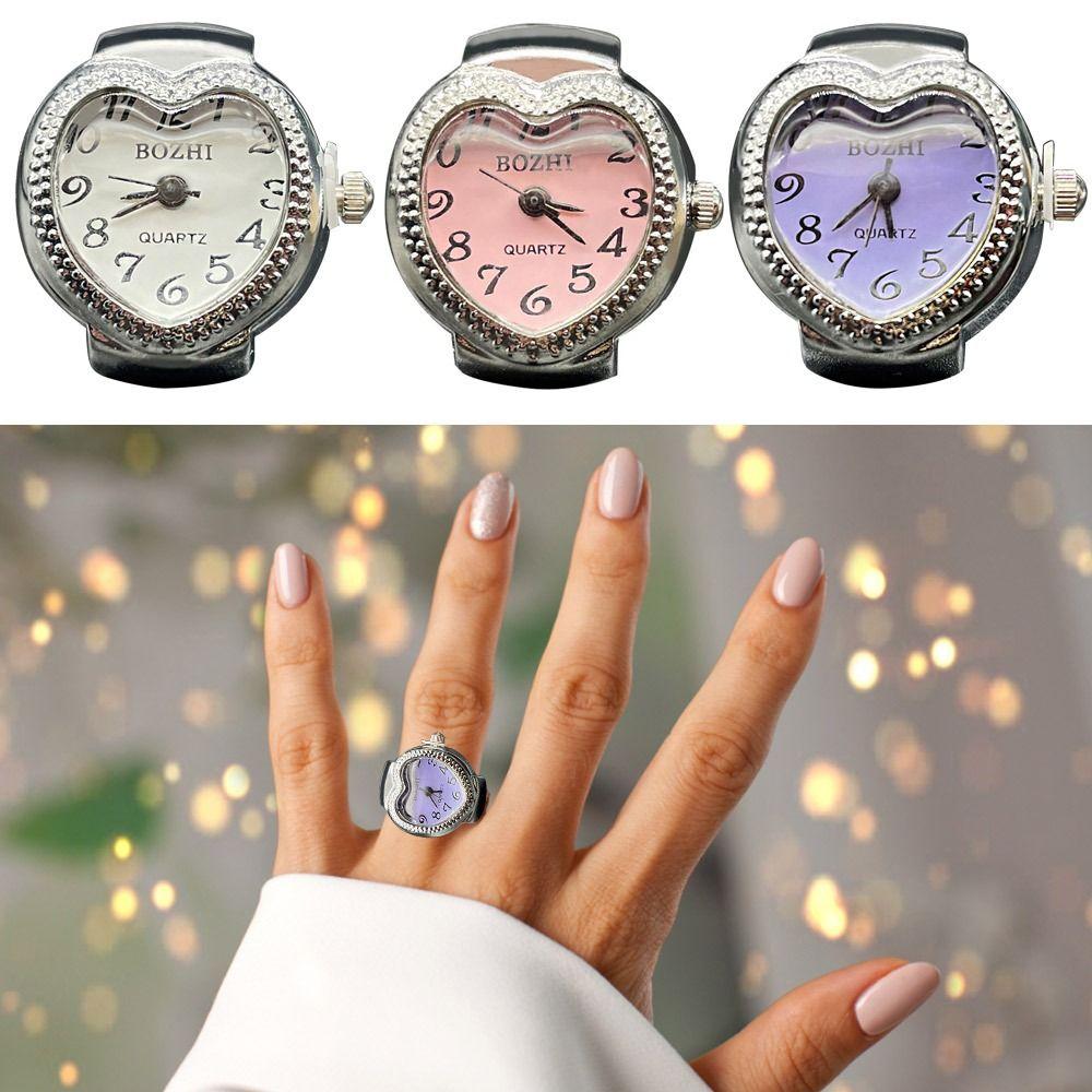 Elastic Stretchy Rings Love Quartz Ring Watch Digital Watch Round Quartz Finger Rings Ring Watch