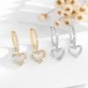 14K Gold Plated Heart Zircon Ear Cuffs - Stylish and Elegant Fashion Earrings