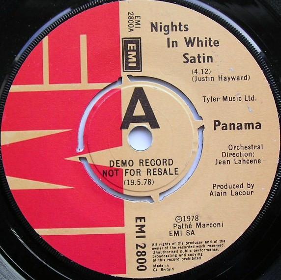 7-дюймовая пластинка PANAMA Nights In White Satin EMI2800PROMO EMI 1978 UK SoulFunk Б/у