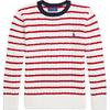 Polo Полосатый логотип круглый вырез длинный рукав свитер детский свитер белый CWPOSWEY6820577-999