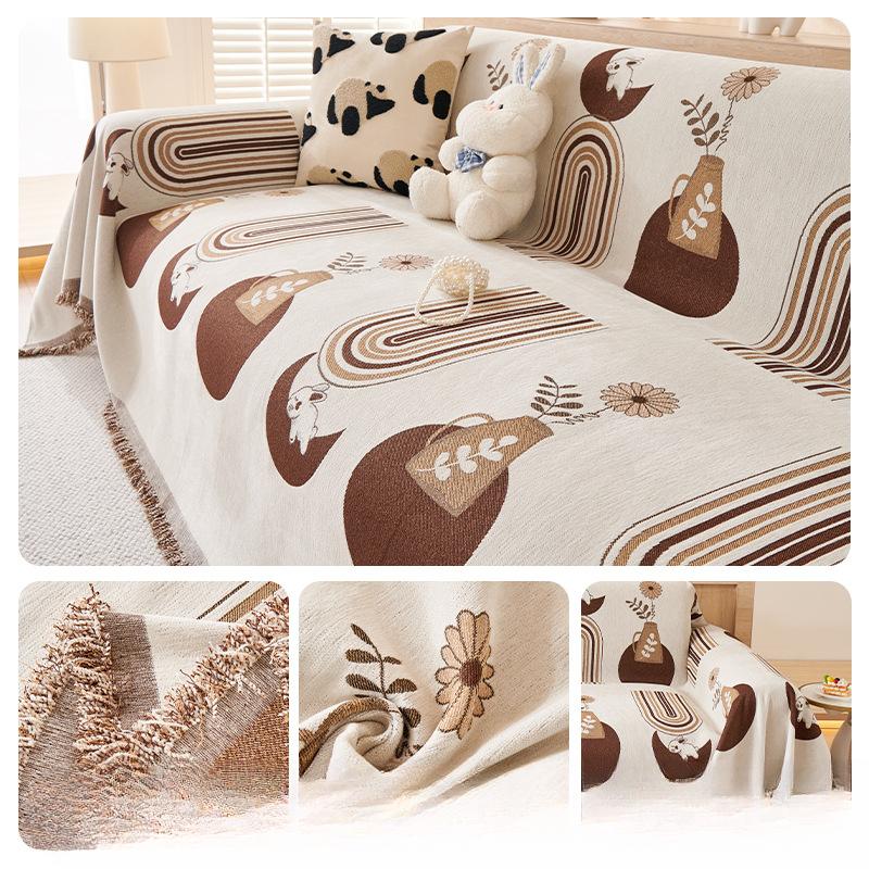 Современный минималистичный чехол для дивана из синели, тканевый чехол для дивана, четыре сезона, универсальное полное покрытие, подушка-одеяло