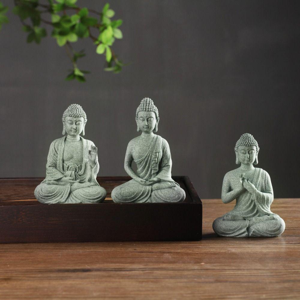 Green Sandstone Sandstone Buddha Sitting Posture Buddhist Ornament Tea Pet Indoor