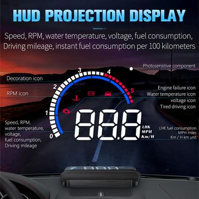 M13 HUD OBD2 Автомобильный Спидометр Head Up Display Скорость Обороты Температура Воды Напряжение Расход Топлива Авто Электроника Аксессуары