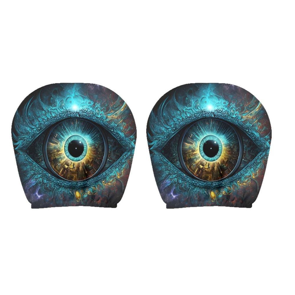 2 Pcs Ghost Headrest Covers 2D Stretch Neck Pillowcase Terrifying Car Interior Decor Universal Fit