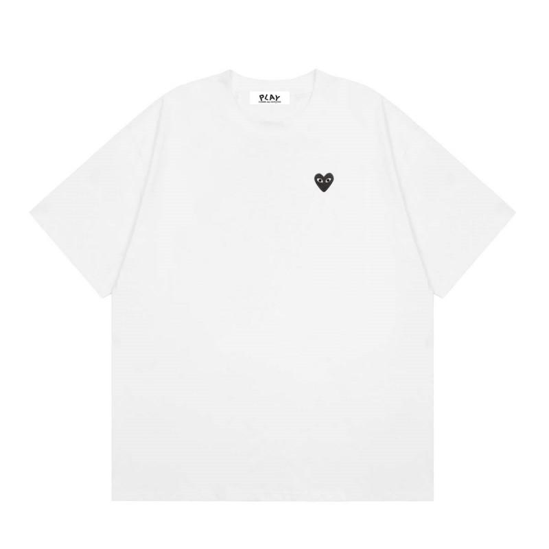 Cotton Short Sleeve T-Shirt With Heart Embroidery Couples Loose Fit Unisex Streetwear Tee