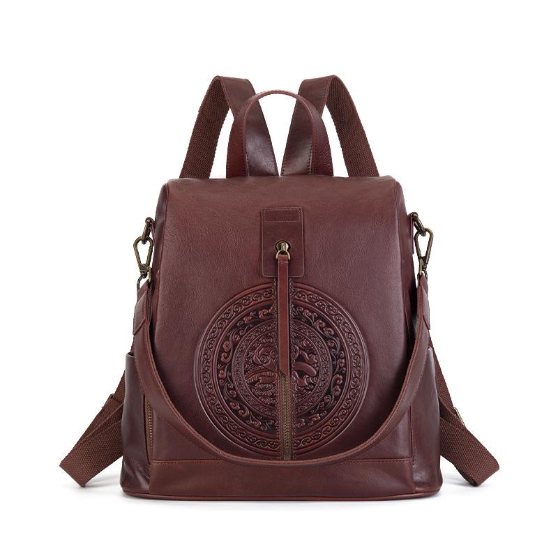 Винтажный рюкзак Totem из натуральной кожи ручной работы, большой емкости, противоугонный рюкзак из коровьей кожи, женская сумка через плечо