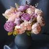 13 Heads Silk Peony Artificial Fake Flowers Wedding Bouquet Home Party Decor