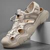 Beach Shoes Men's 2025 Summer Breathable Hollow Sandals Men's Leather Soft-soled Bag Head Outdoor Sports Large Size Casual Shoes