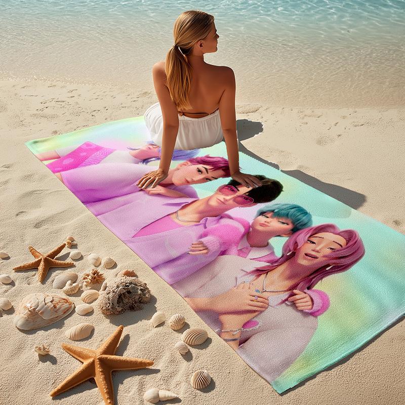 Pastel Vibes Stylish Digital Printing Beach Towel Quick‑Drying Absorbent Blanket for Beach Pool Gym Travel