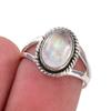 Natural Rainbow Moonstone Gemstone Handmade 925 Sterling Silver Ring S.5.5 a3P94