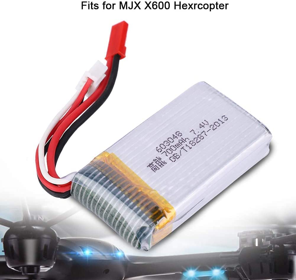 LiPo Battery 7.4V 700mAh – Rechargeable – Compatible with MJX X600 Drone – Lightweight & Powerful – 55x30x14mm – Silver
