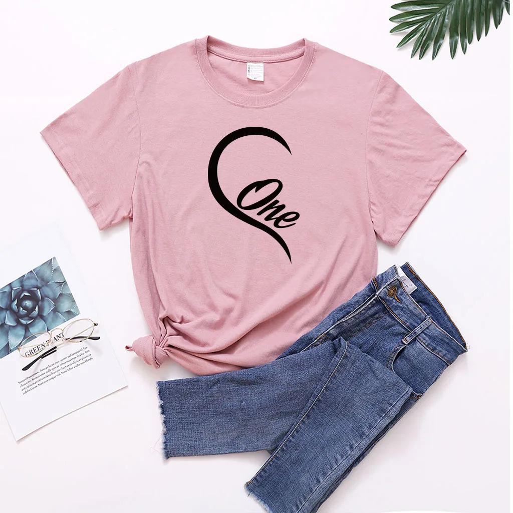 Splicing One Love Heart Print Парная футболка с коротким рукавом и круглым вырезом, свободная футболка King Queen, футболка для влюбленных, топы, женская одежда