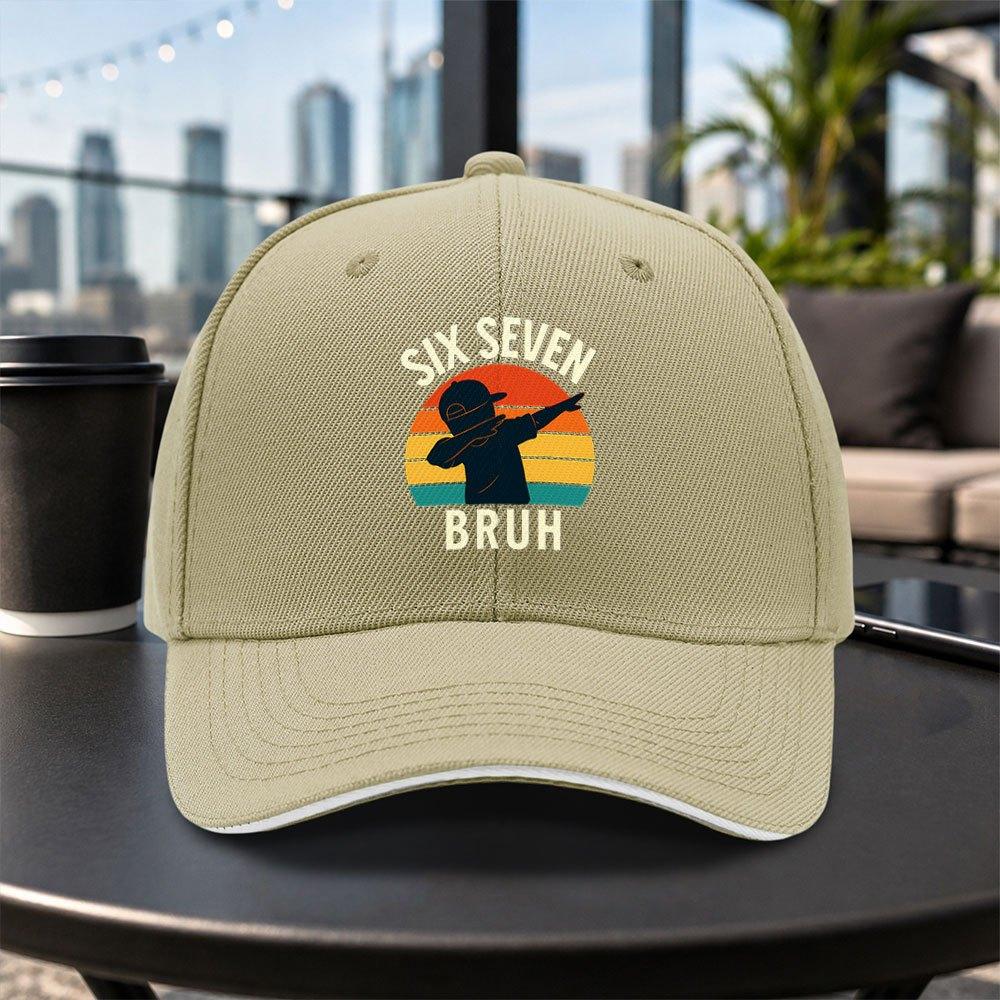 SIX SEVEN BRUH Graffiti Sandwich Baseball Cap Unisex Adjustable Duckbill Cap Multiple Colors
