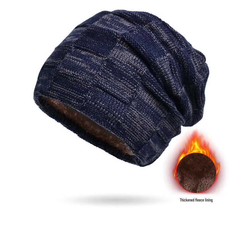 Мужской европейский и американский зимний комплект шапка-бини и шарф: Плотная вязка с бархатной подкладкой