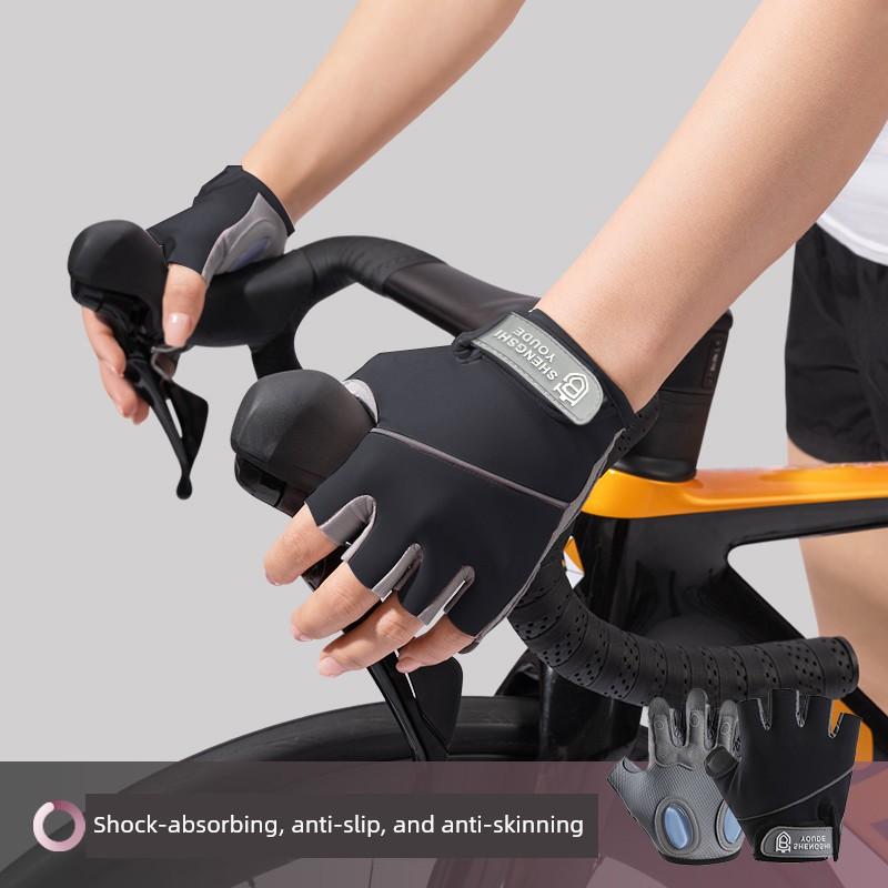 Cycling Gloves for Summer Sports, Fitness, Outdoor Mountaineering, Men's and Women's Road and Mountain Bike Breathable Non-Slip Half-Finger Gloves