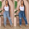 Новые рваные дырки потертые джинсы женские узкие маленькие ноги дизайн модели брюки