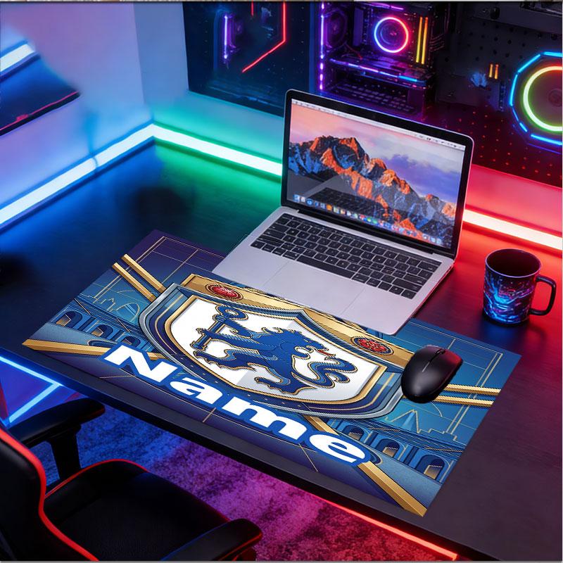 Custom Name Personalized Chelsea Football Club Pattern Mousepad, Laptop PC Desk Mat, Decorative Desk Mat for Home Keyboard Pad Gift