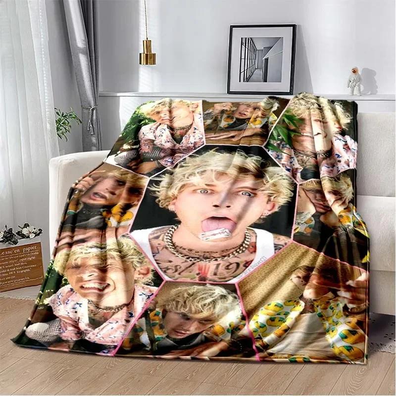 Постер Machine Gun Kelly Теплый фланелевый плед с музыкальным принтом Плед для спальни, дивана, кровати, путешествий, пикника Подарок фанату