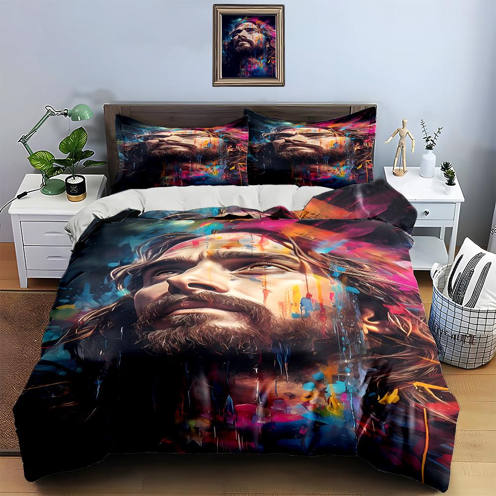 Vivid artistic portrait Bedding Duvet cover sets Duvet covers Pillowcases gifts (1 * Duvet Cover 2 * Pillowcases, without duvet insert)