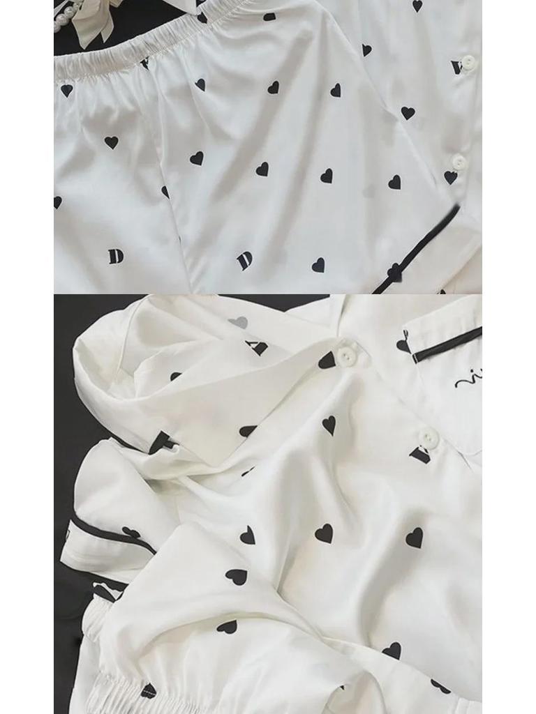 2024 Women's Short Sleeve Ice Silk Pajamas - Summer Thin Loose Fit Homewear Suit