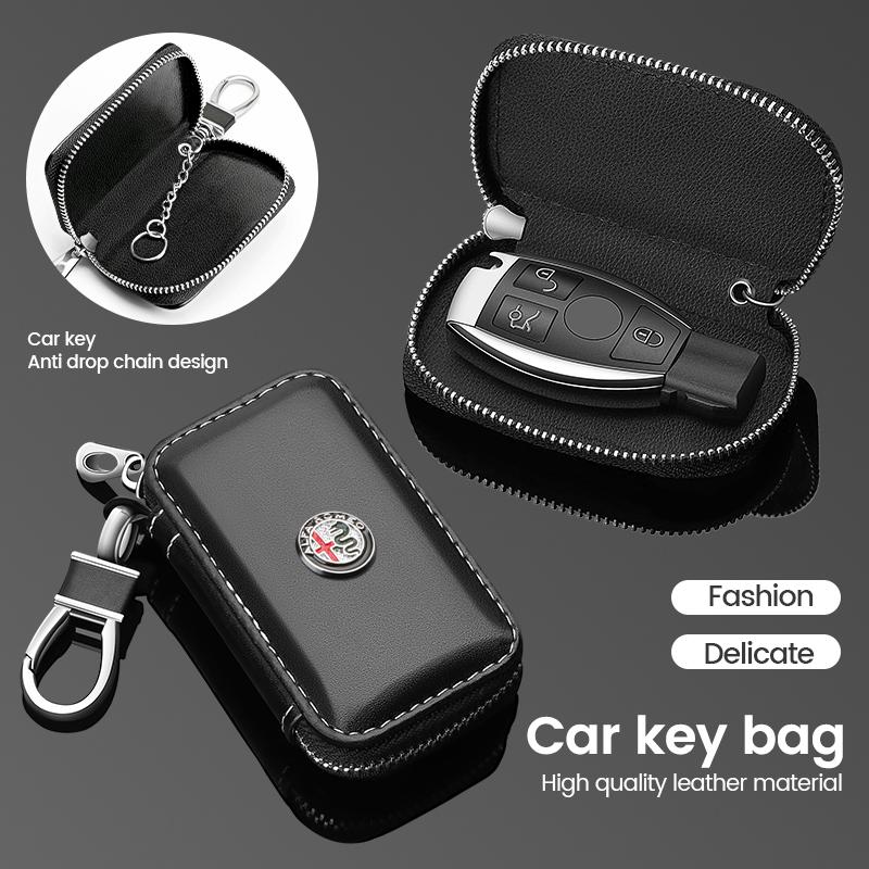 CYYPT1 for Leather Car Key Case Multi Function Key Storage Bag For Alfa Romeo Giulia Stelvio MiTo Giulietta Tonale 4C 156 Accessories