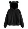 Winter Women's Hoodies Winter Women Long Sleeve Rabbit Ear Hood Sweatshirt Cute Plush Warm Casual Hoodie Tops