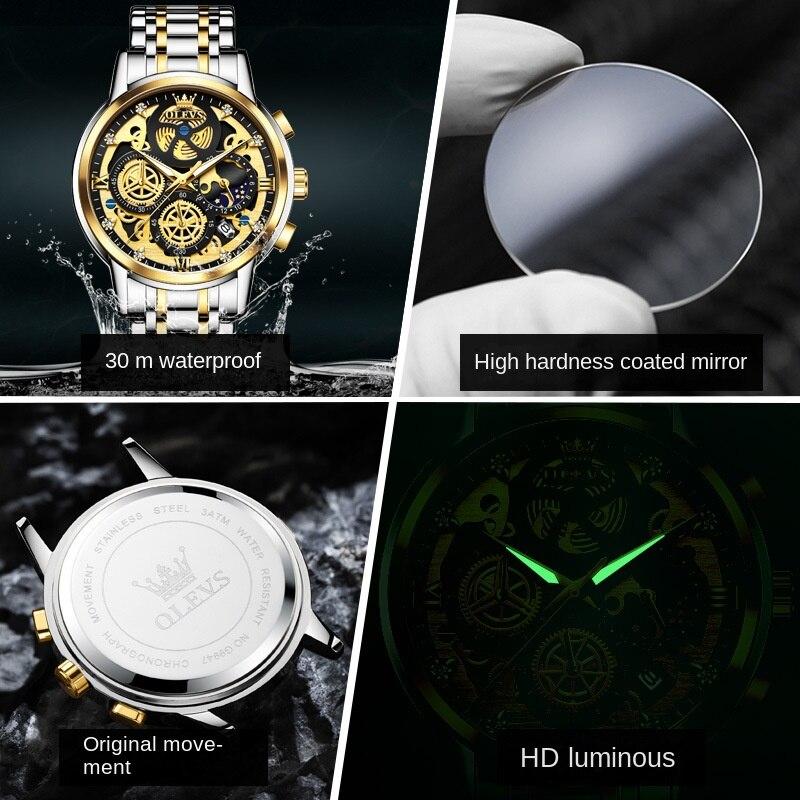 OLEVS Brand Watch Hollow Dial Single Calendar Quartz Watch Men Watch Men Watch
