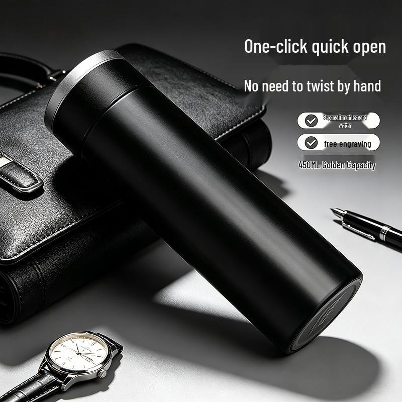 Quick Open 316 Stainless Steel Thermos Mug with Seamless Liner and Tea Separation - Ideal Business Gift