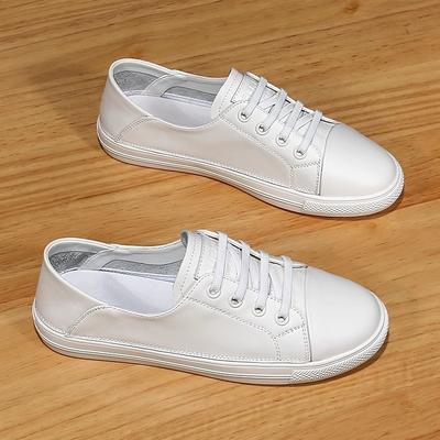 [Издание из коровьей кожи] Маленькие белые туфли Женские Летние Дышащие Новые Повседневные Туфли на плоской подошве Слипоны Женские