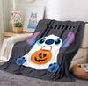 Custom Name Halloween Stitch Flannel Blanket Throw Blanket Soft Warm Sofa Bed Decor Unique Gift