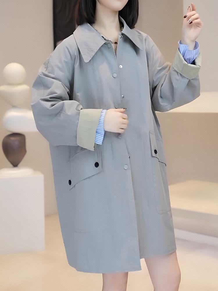 Женский тренч средней длины в корейском стиле на осень 2025 года - модная повседневная куртка для работы