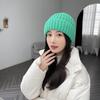 Green Hat Candy Color Thick Woolen Hat for Women In Autumn and Winter Korean Couple Knitted Hat Japanese Pullover Cold Hat