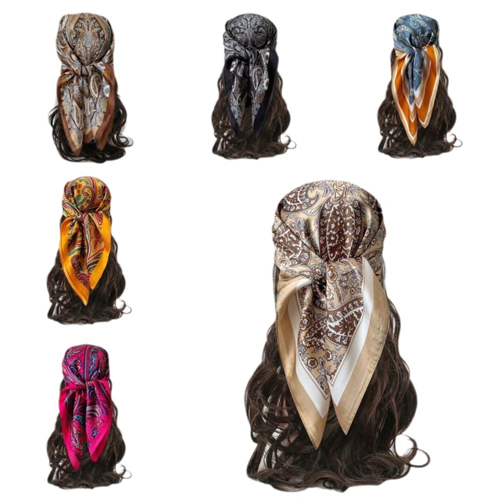Luxury Print Imitation Silk Square Scarf Thin Hair Scarf Headband New Neck Tie Shawl Wraps Women