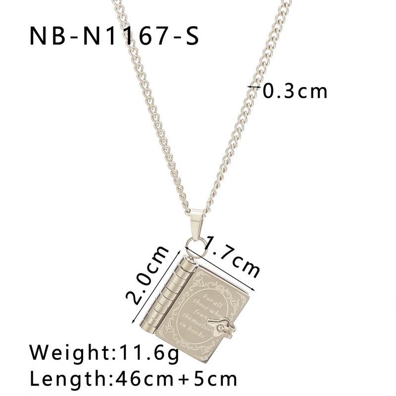 Stainless Steel Book-Shaped Pendant Necklace With Heart Clasp Women Ins Style Minimalist Locket Chain Jewelry