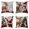 4PCS Snowman Holiday Cushion Cover Santa Claus Xmas Pillow Cover  Home Holiday Decor