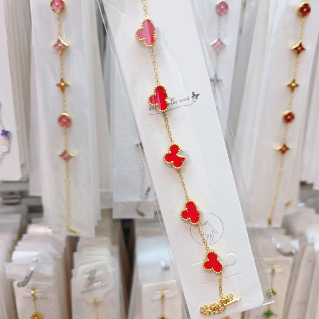 Двусторонний браслет «Пятицветник», «Четырехлистный клевер», титановая сталь, не выцветает, легкая роскошь, ювелирное изделие высокого класса