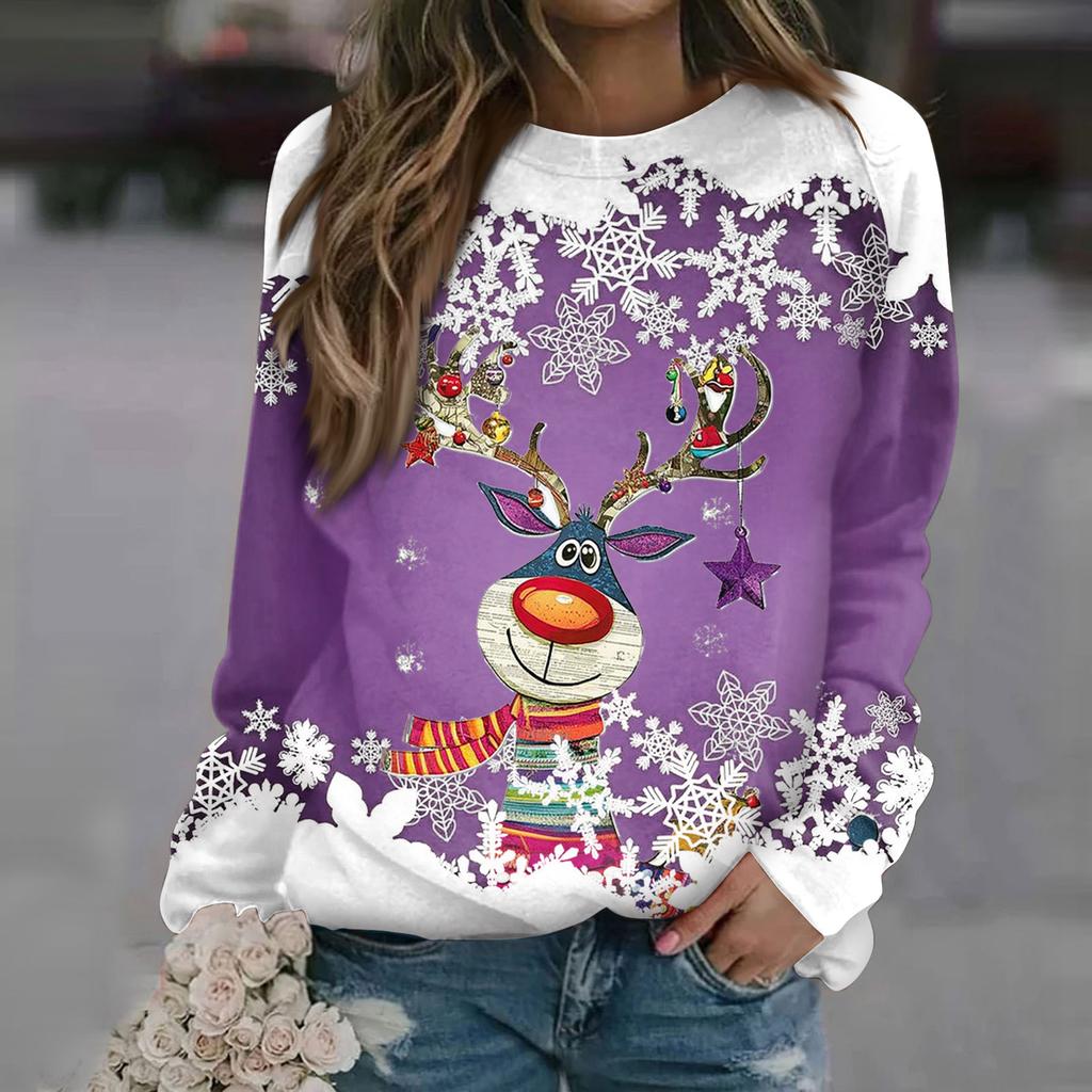 Женские топы с круглым вырезом, хлопковая женская повседневная модная пуловер с длинным рукавом и круглым вырезом с принтом, блузка