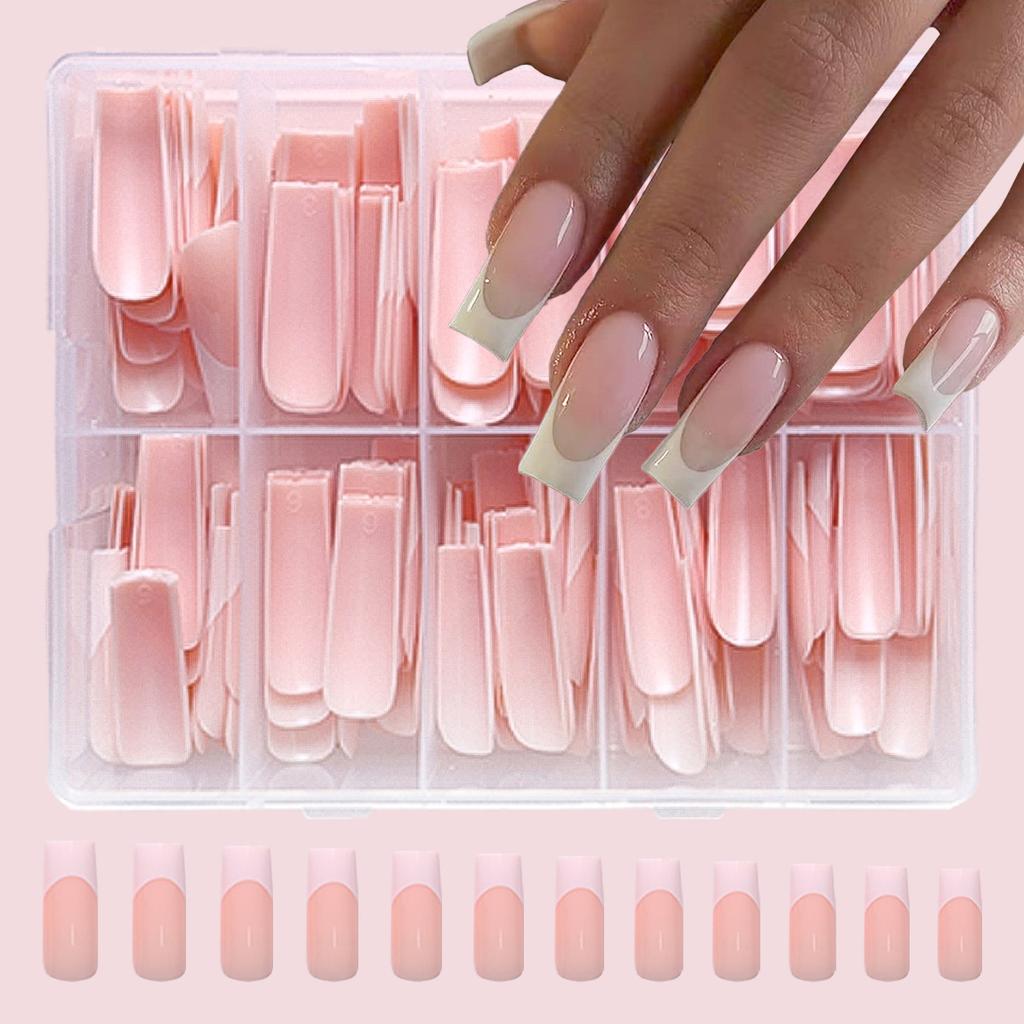 Wearing High-end Nail Plates In Nude Pink White French Style Fake Nail Plates 120 Nail Plates Instagram Style Wearing Nail Plates