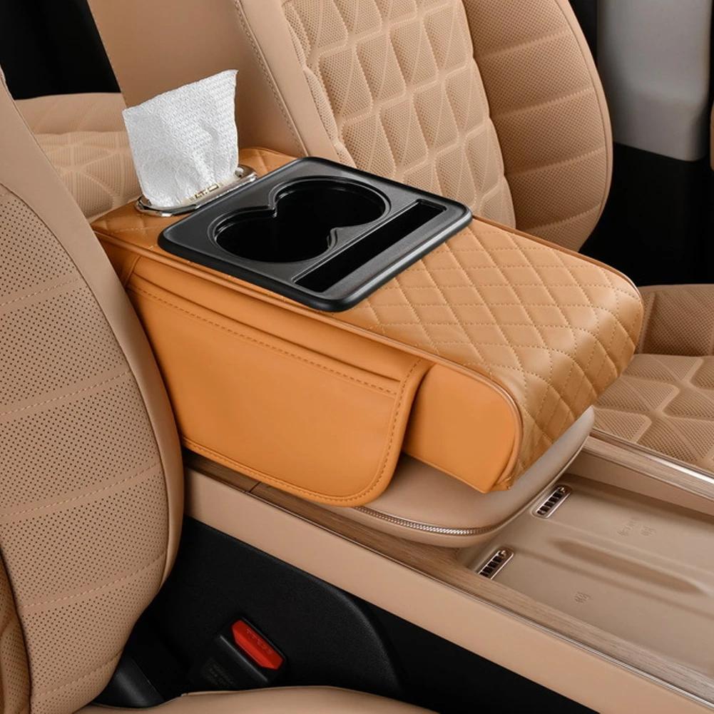 Высококачественный чехол на подлокотник автомобиля, утолщенная подушка для увеличения высоты, подушка для подлокотника с карманом, подстаканник для салфеток, подушка для поддержки локтя из хлопка с эффектом памяти