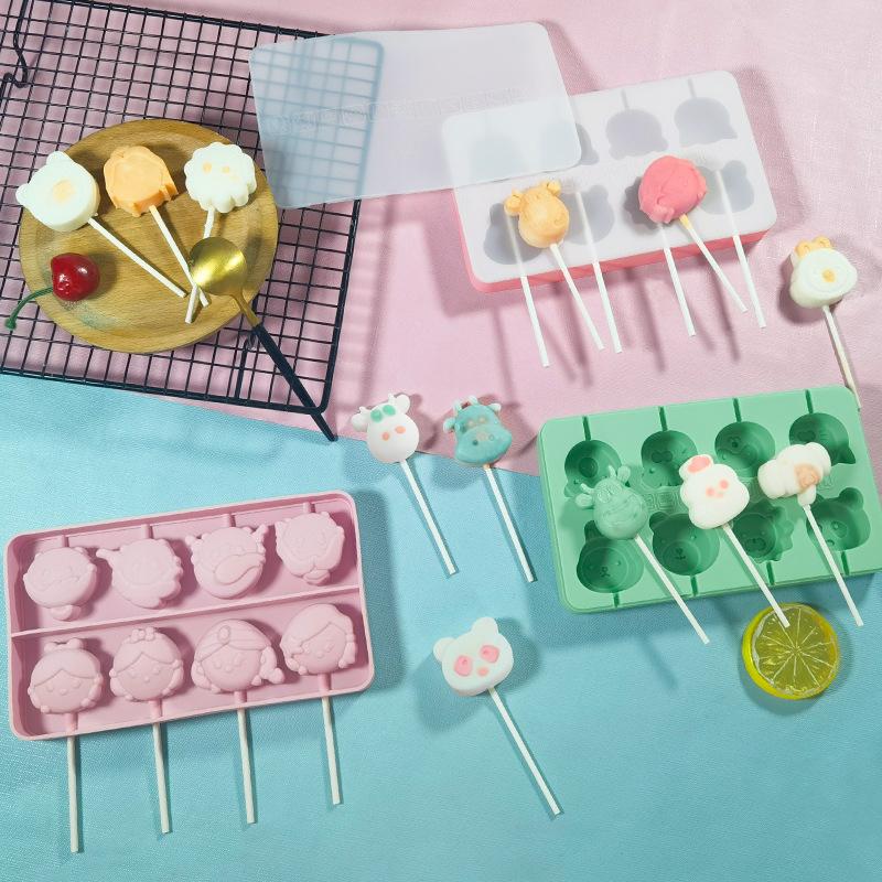 Porous Animal Silicone Lollipop Mold Princess Cheese Stick Making Tool Chocolate Candy Ice Mould Party Snack Children's Day Gift