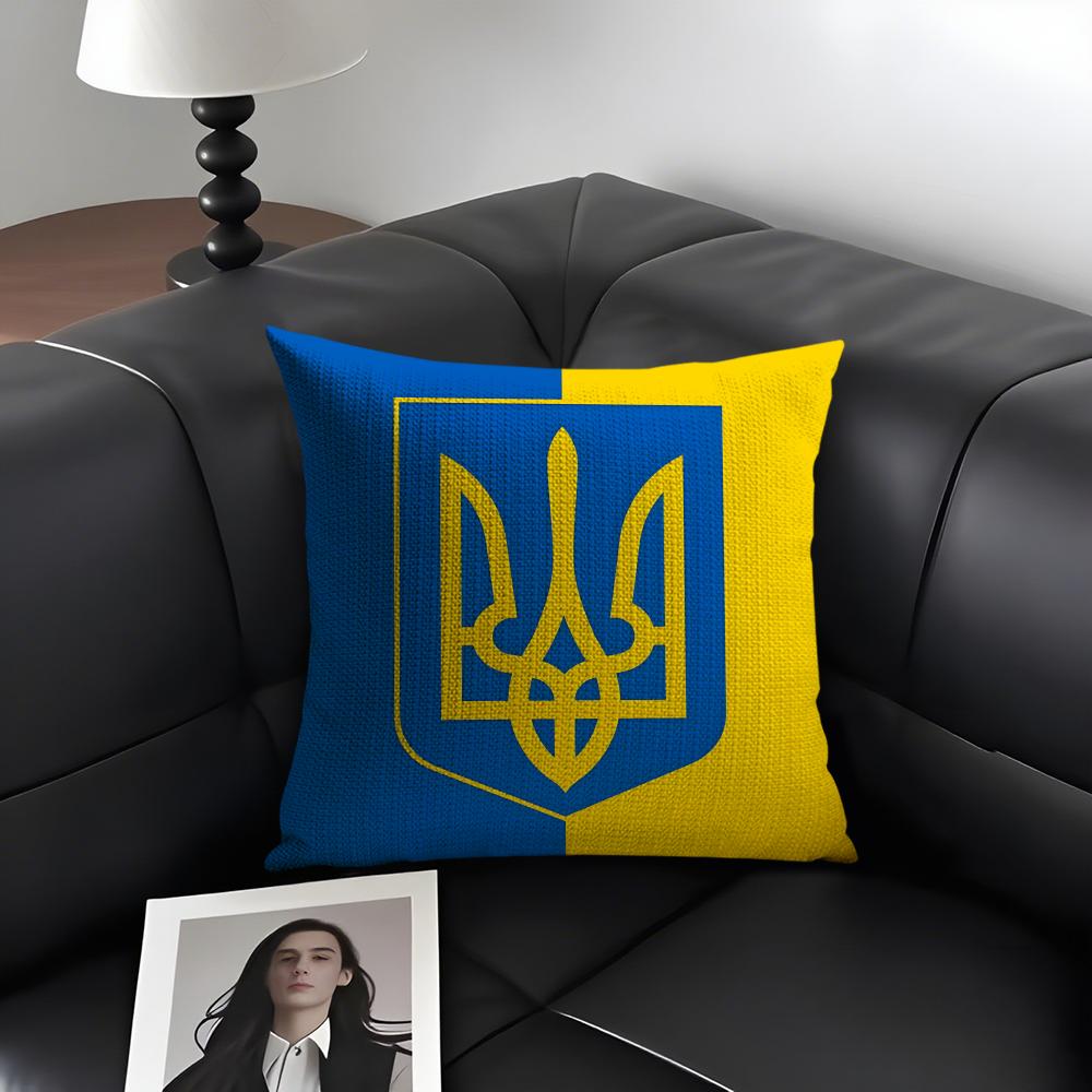 Эстетичная Наволочка с Флагом Украины Горячая Подушка Натуральный Лен Органическая Ткань Двусторонняя Печать Диван Декор Дома Подарок Наволочка