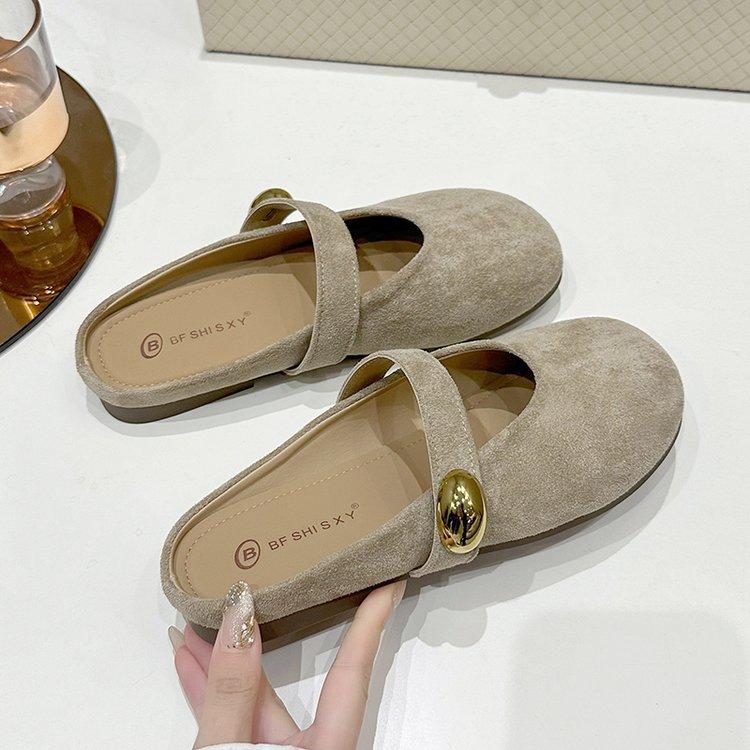 Французские ретро туфли-лодочки для женщин на весну 2025 года, с мягкой подошвой, желтые туфли на плоской подошве