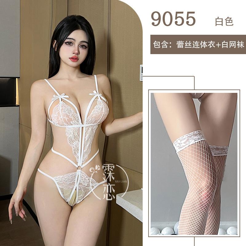 Sexy Lingerie Lace Hot Three-point Sexy One-piece Lingerie Temptation Hollow Open Gear Free Uniform